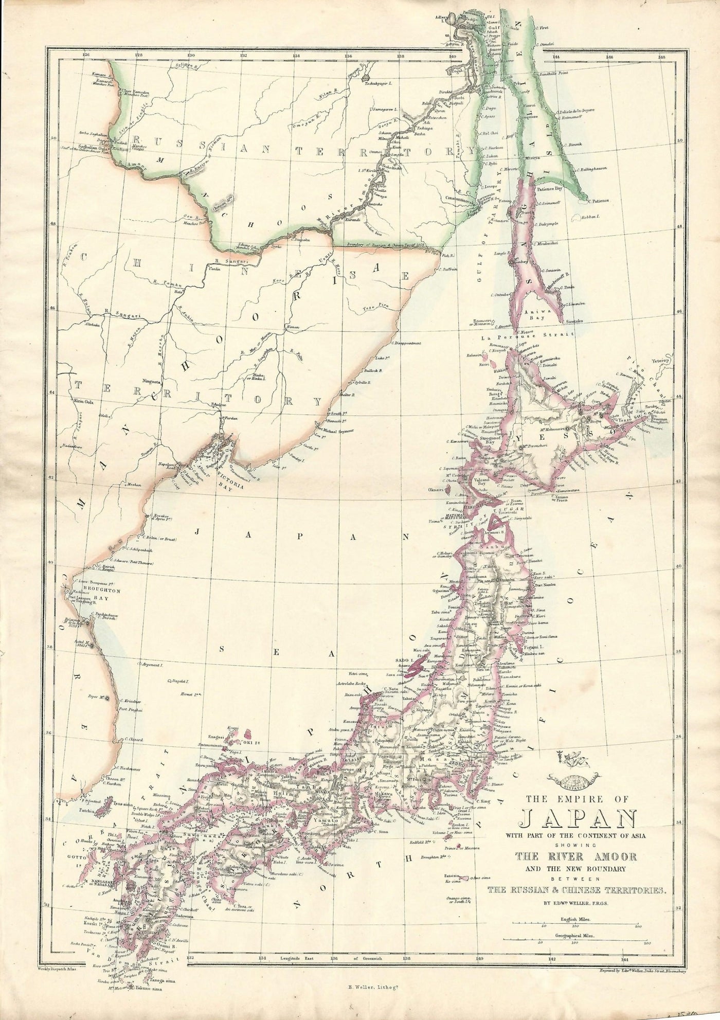 Japan antique map 日本国 published 1863