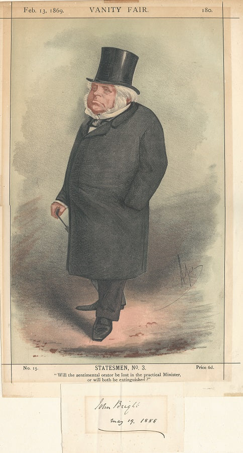 John Bright Vanity Fair antique print and autograph 1869