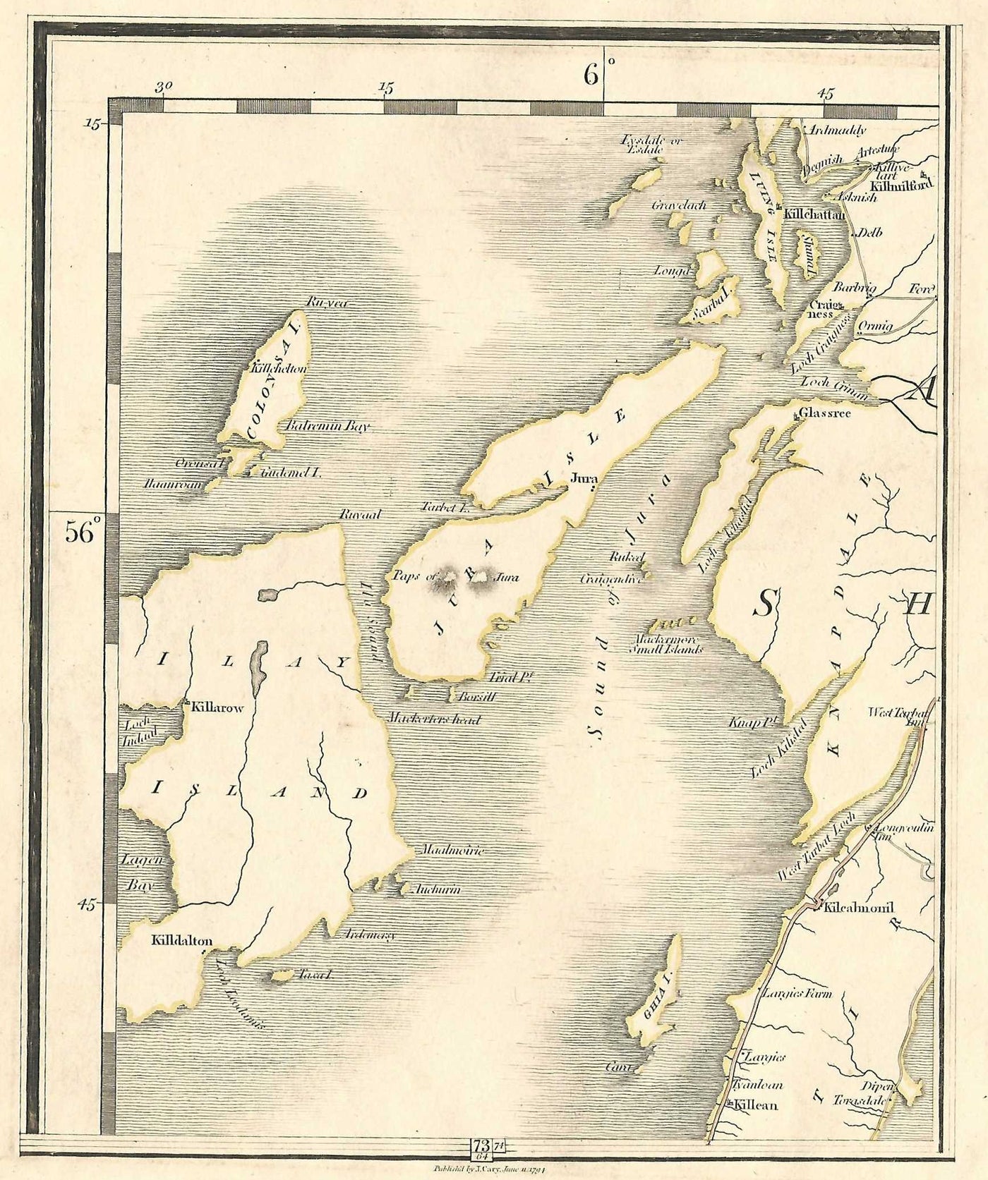 Jura Islay Colonsay Inner Hebrides Scotland antique map published by John Cary 1794