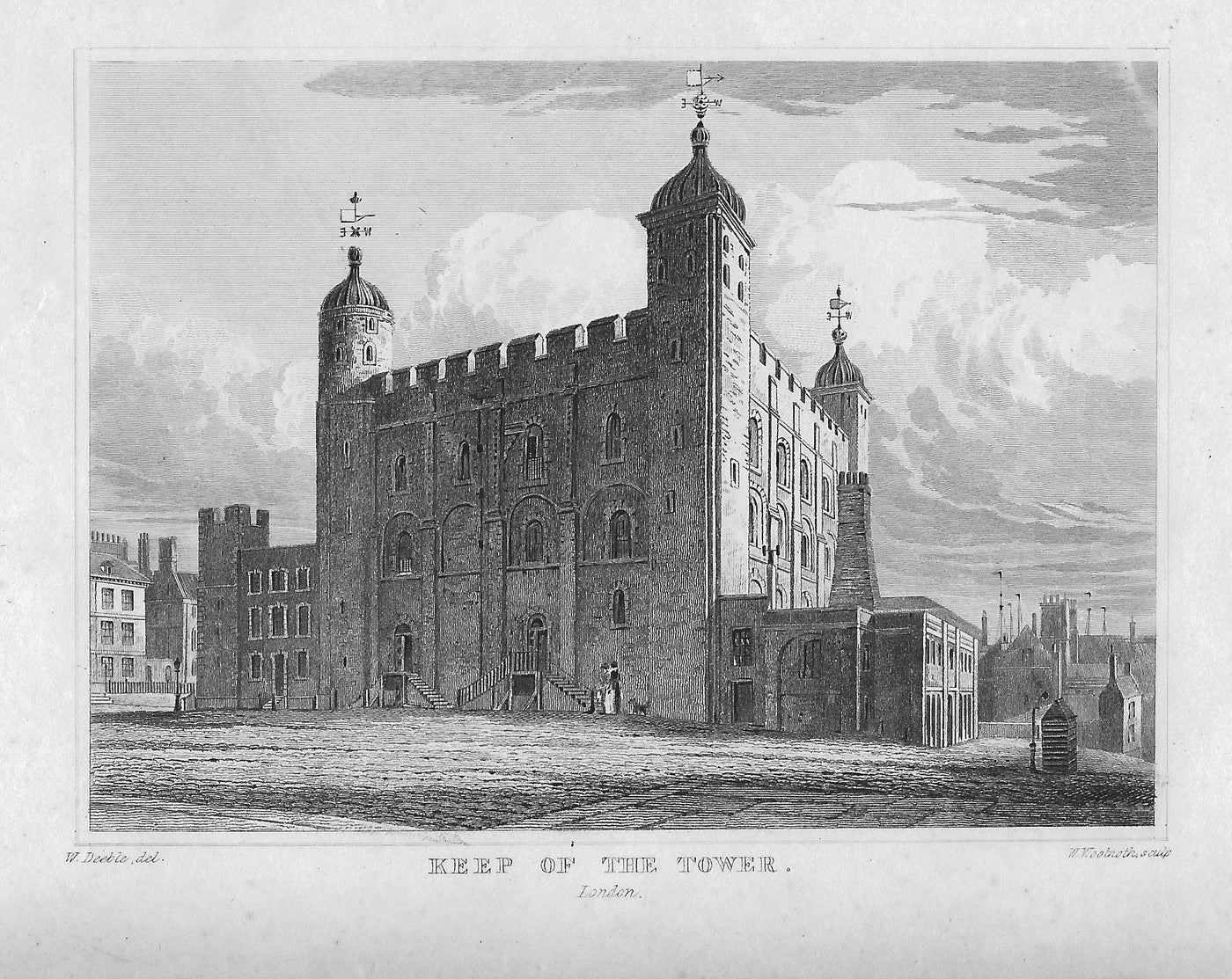 Tower of London Keep antique print 1845