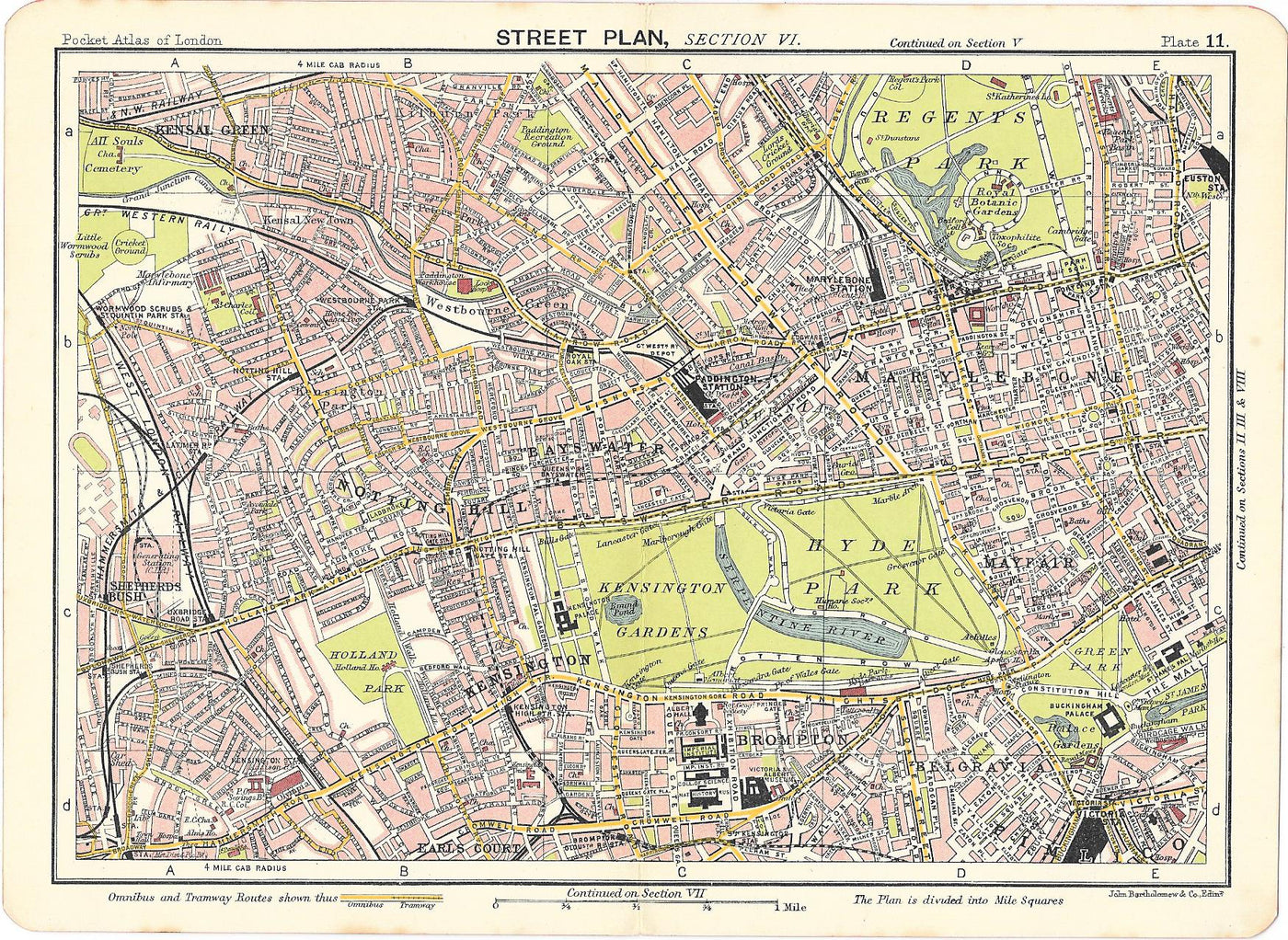 Kensington Gardens antique map