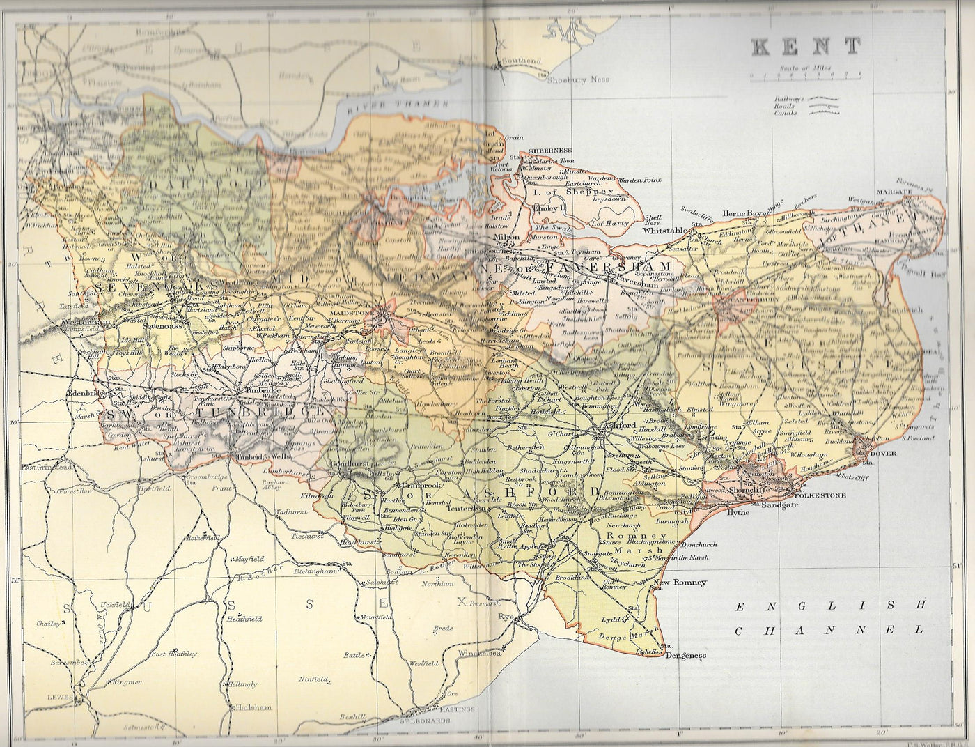 Kent antique map 1895
