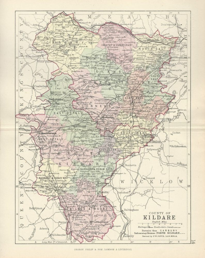 Kildare Ireland antique map 1890 – Maps and Antique Prints