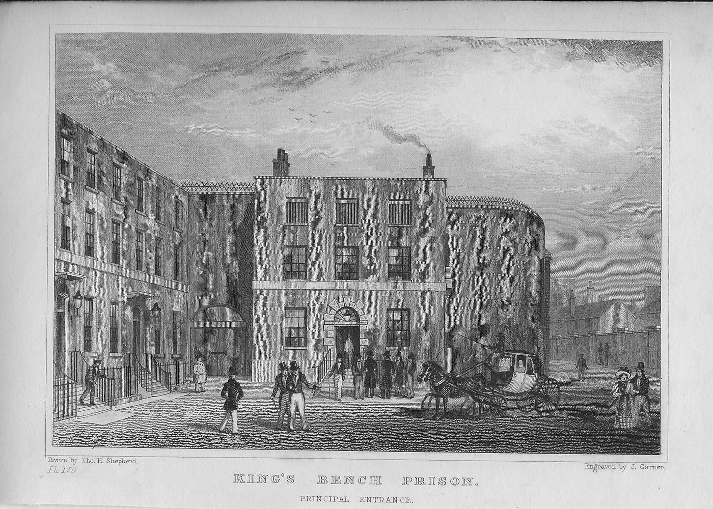 Southwark King's Bench Prison antique print 1830