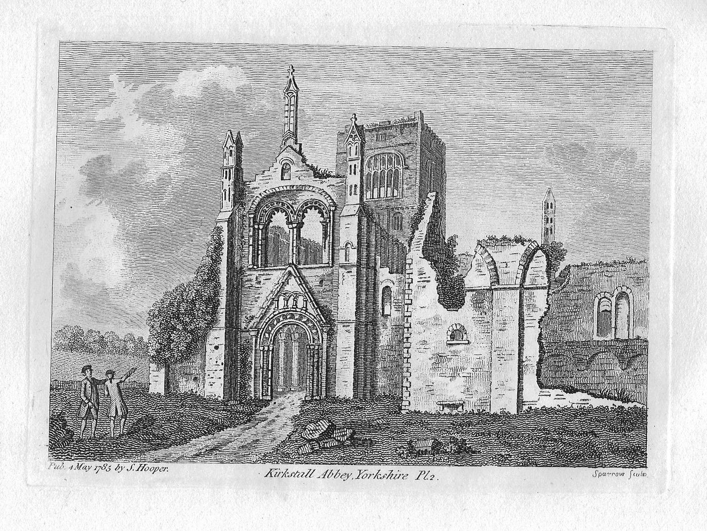 Kirkstall Abbey Yorkshire antique print