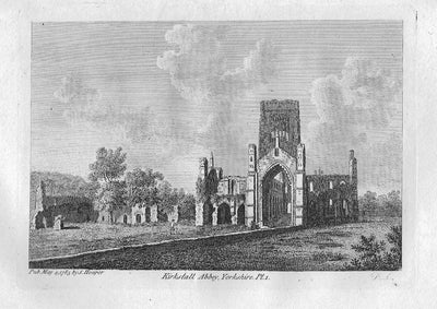 Kirkstall Abbey Yorkshire antique print
