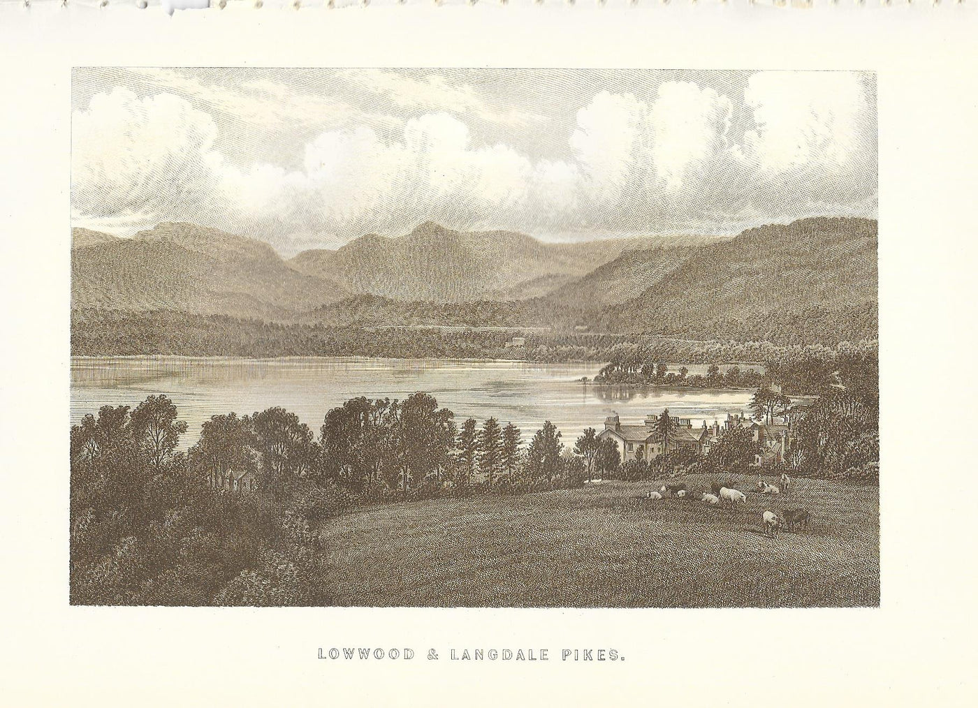 Langdale Pikes Cumbria antique print