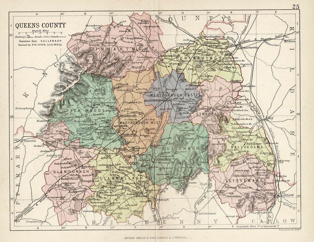 Laios (Queens County) Ireland antique map 1882