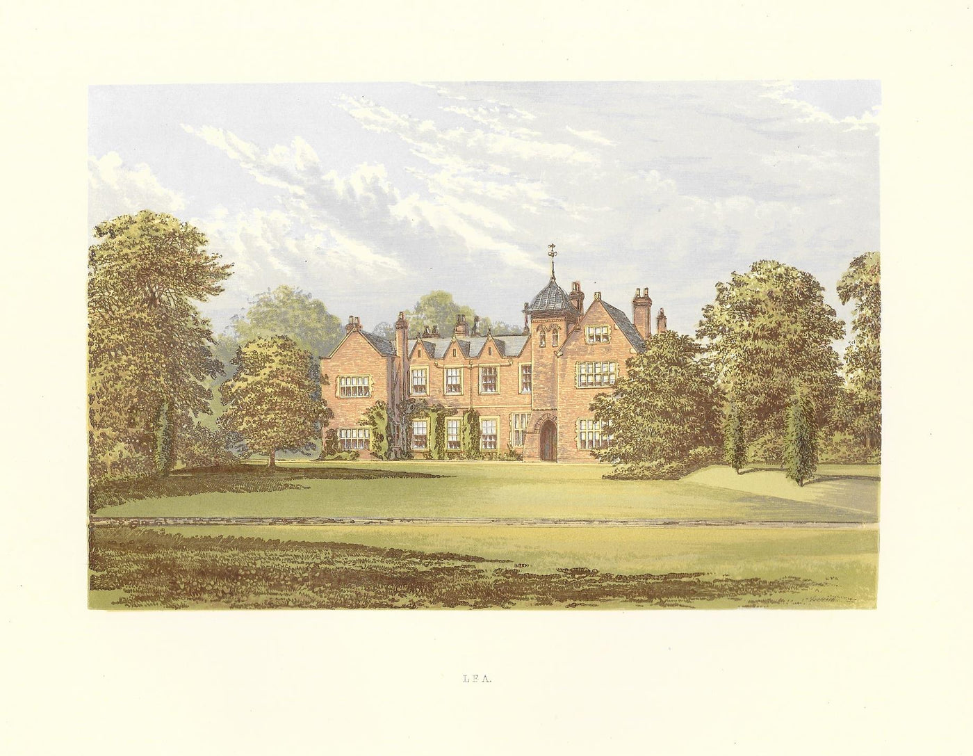 Lea Hall Gainsborough Lincolnshire antique print 1880
