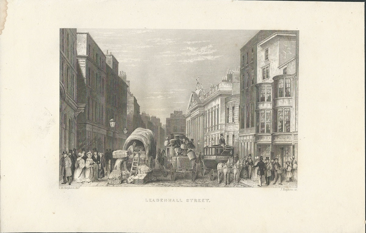 Leadenhall Street antique print published 1838