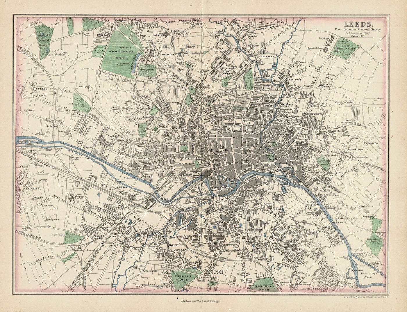 Leeds antique map 1869