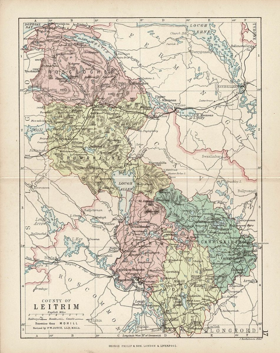 Leitrim antique map 1882