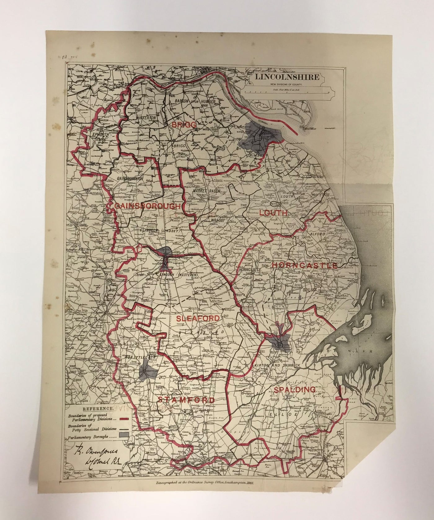Lincolnshire antique map Ordnance Survey 1885