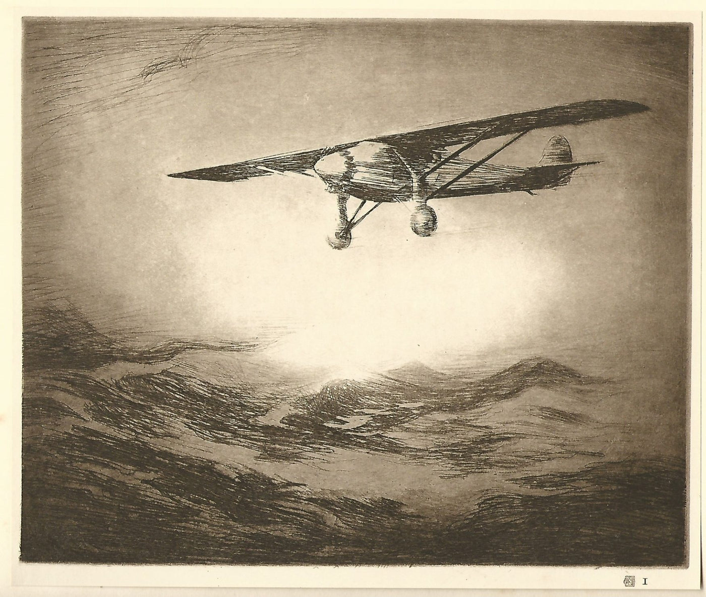 Lindbergh's Spirit of St Louis flight vintage print Levon West 1930