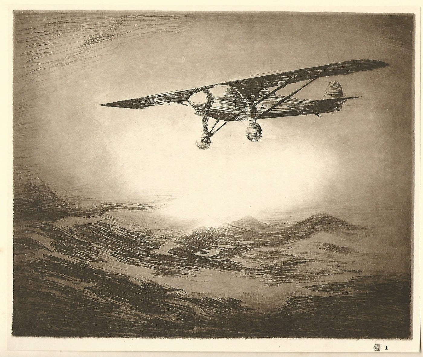 Lindbergh's Spirit of St Louis flight vintage print Levon West