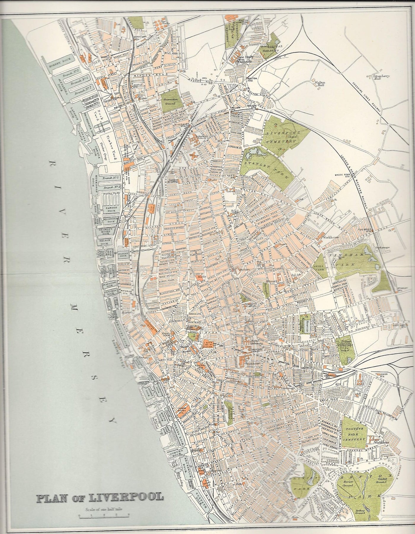 Liverpool antique map published 1895