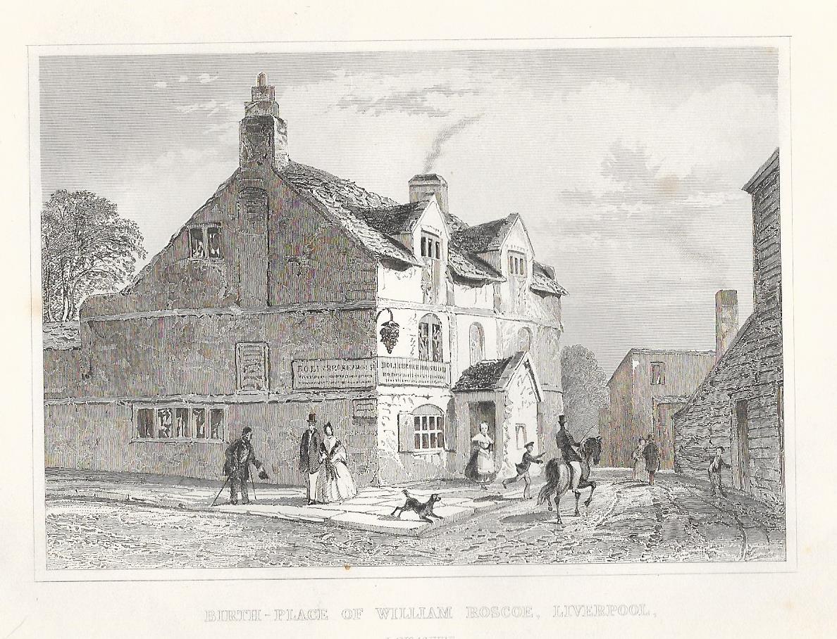 Liverpool house of William Roscoe antique print 1845