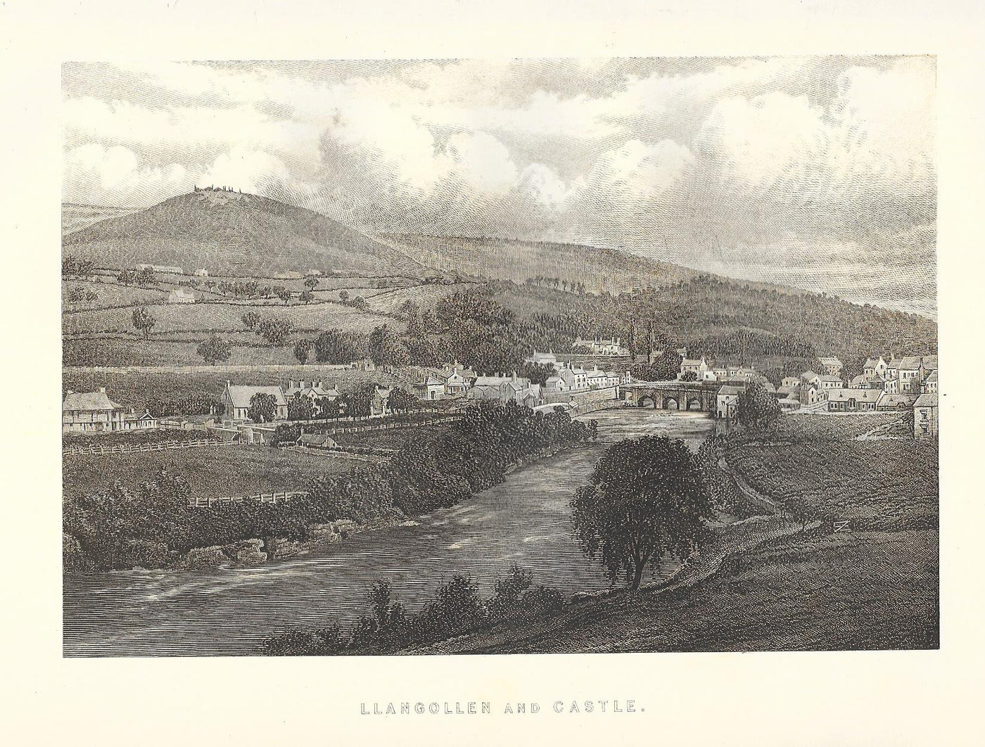 Llangollen Denbighshire Wales antique print