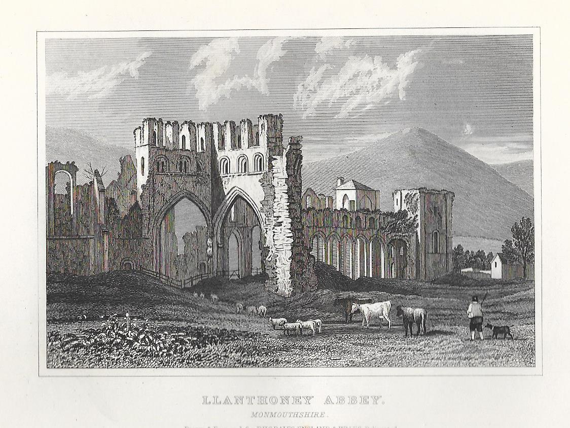 Llanthony Priory Monmouthshire Wales antique print 1845
