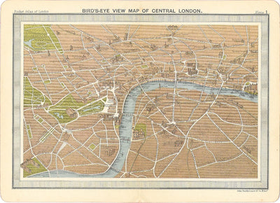 London Bird’s-Eye view antique map 1904