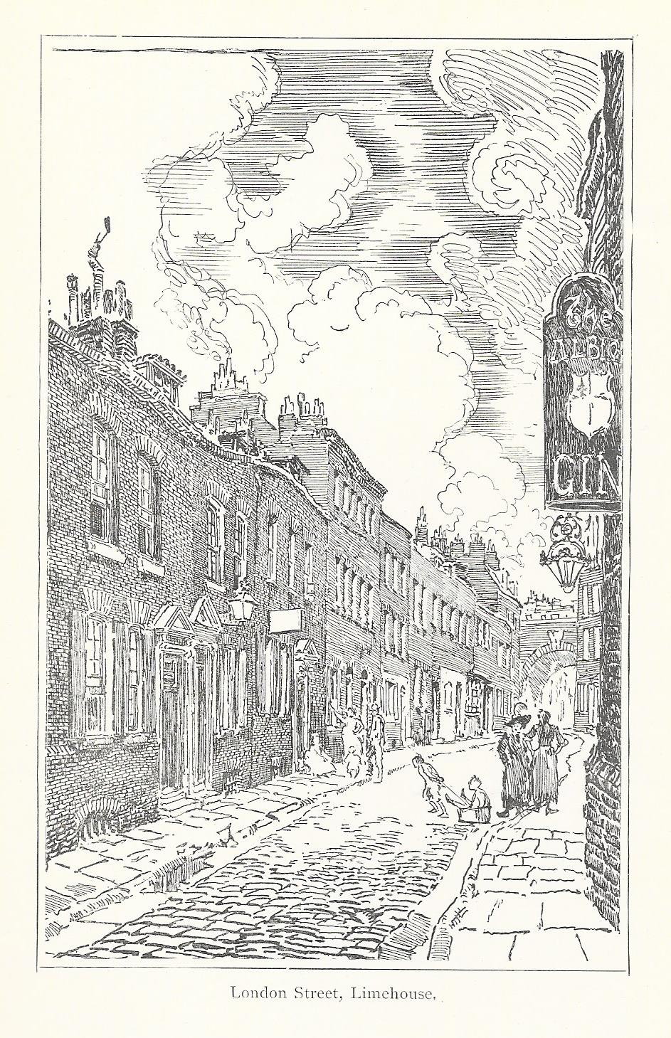 Limehouse (London Street) antique print 1902