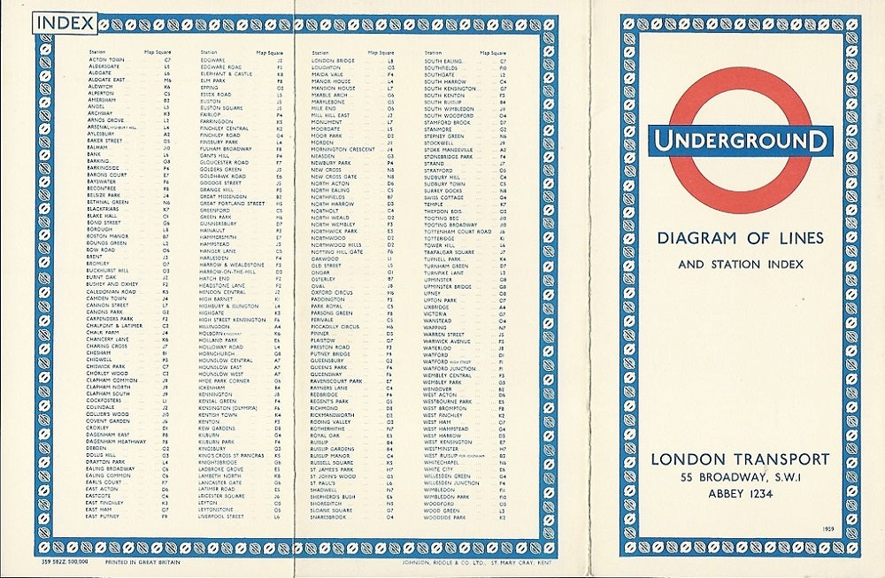 London Underground map by Harry Beck 1959