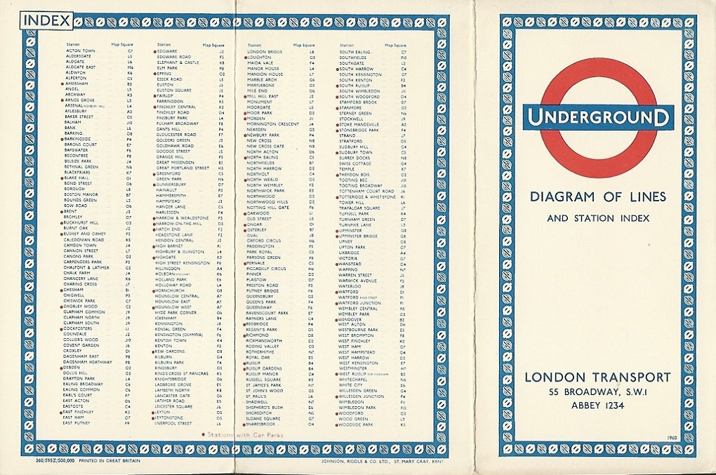 London Underground map by Harry Beck 1960