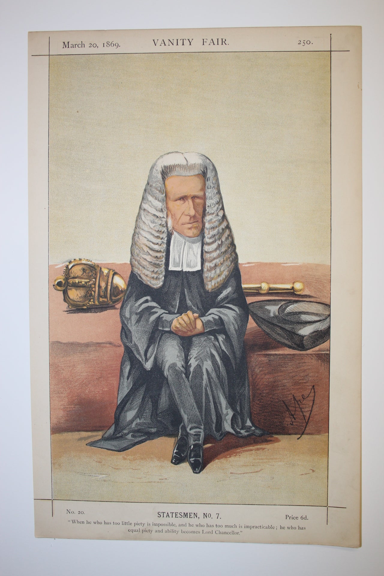 Lord Chancellor William Page Wood antique print 1869