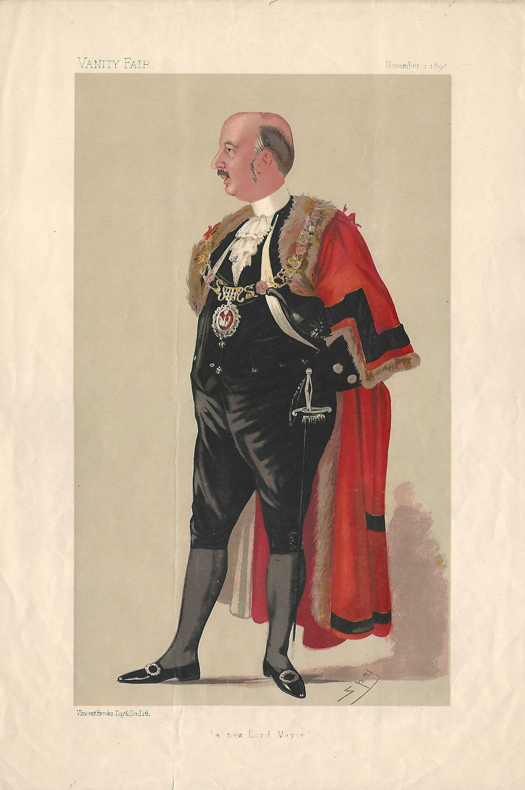 Sir Joseph Savory Lord Mayor of London Vanity Fair antique print 1890