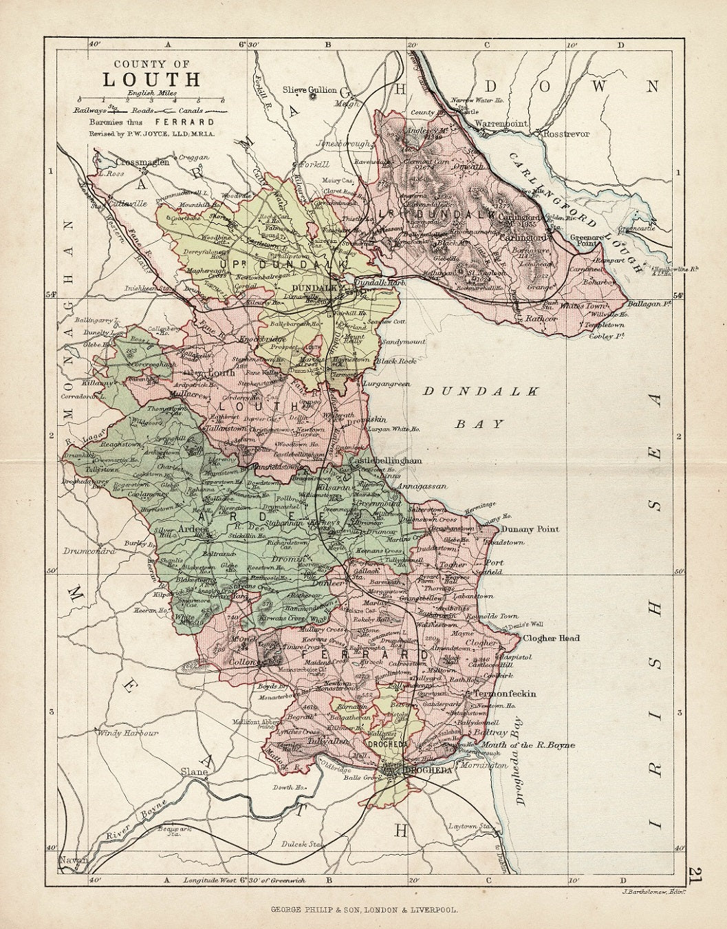 Louth Ireland antique map published 1882