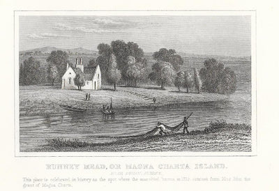 Magna Carta  Runnymede Egham Surrey antique print 1845