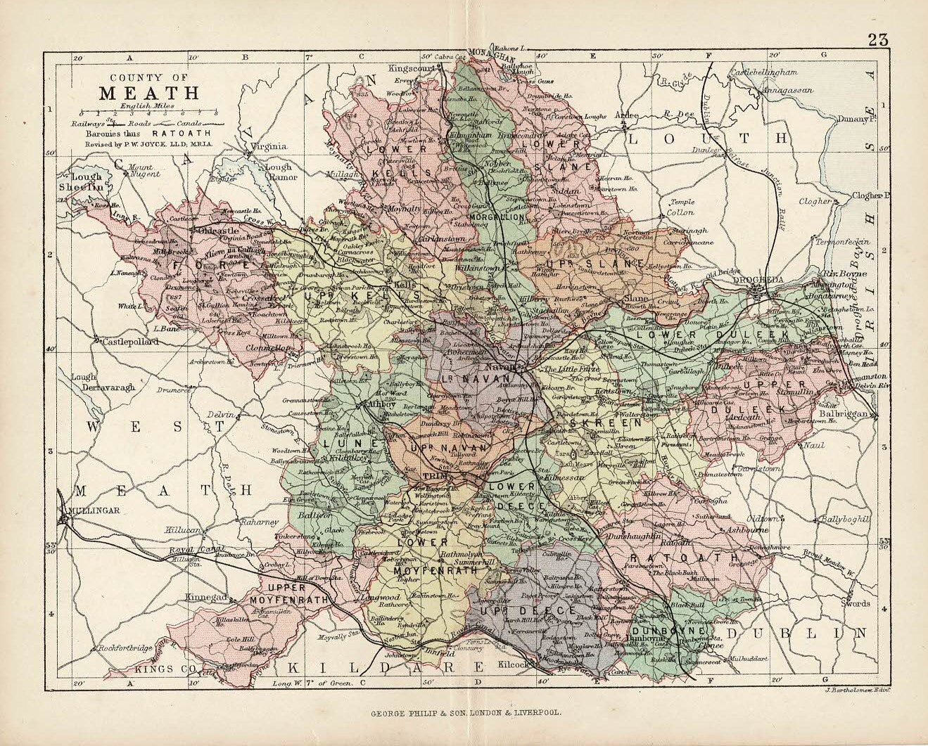 Meath Ireland antique map published 1882