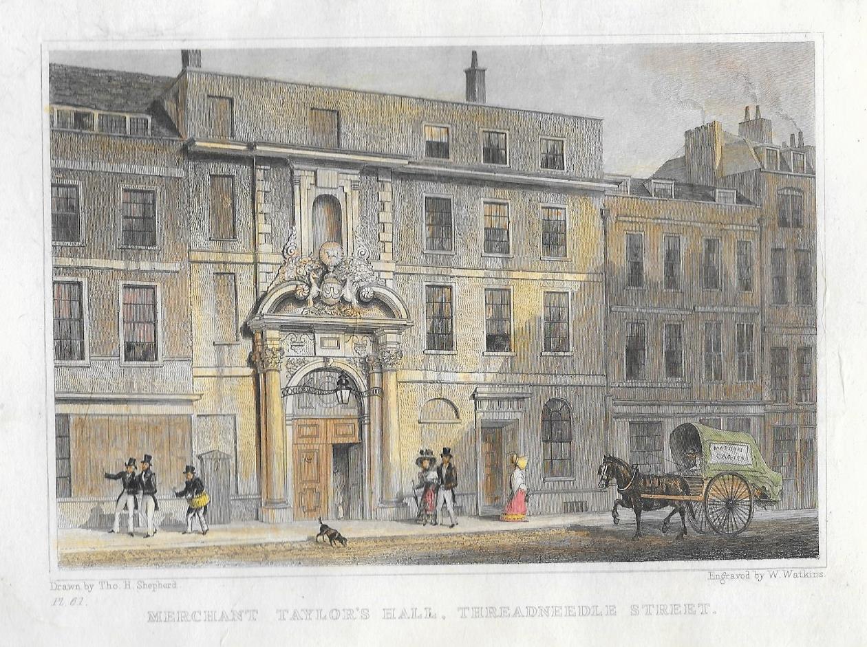 Merchant Taylors Hall Threadneedle Street antique print