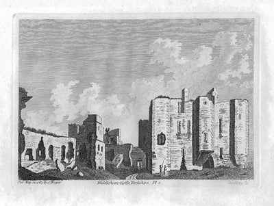 Middleham Castle Yorkshire antique print 1785