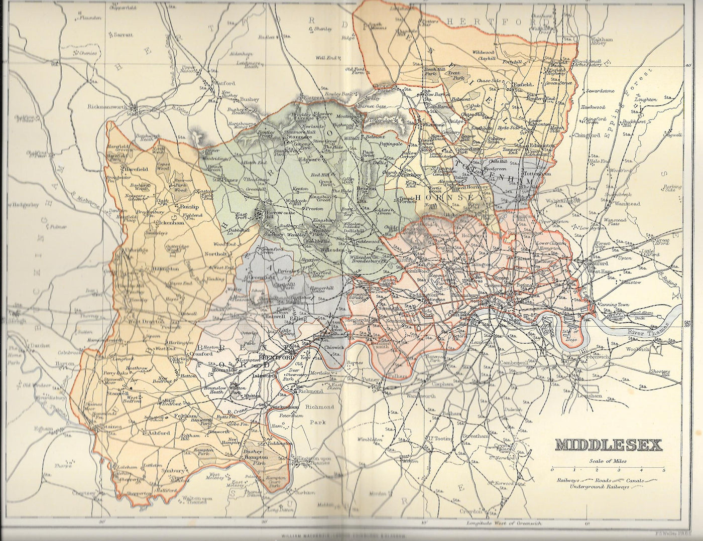Middlesex antique map