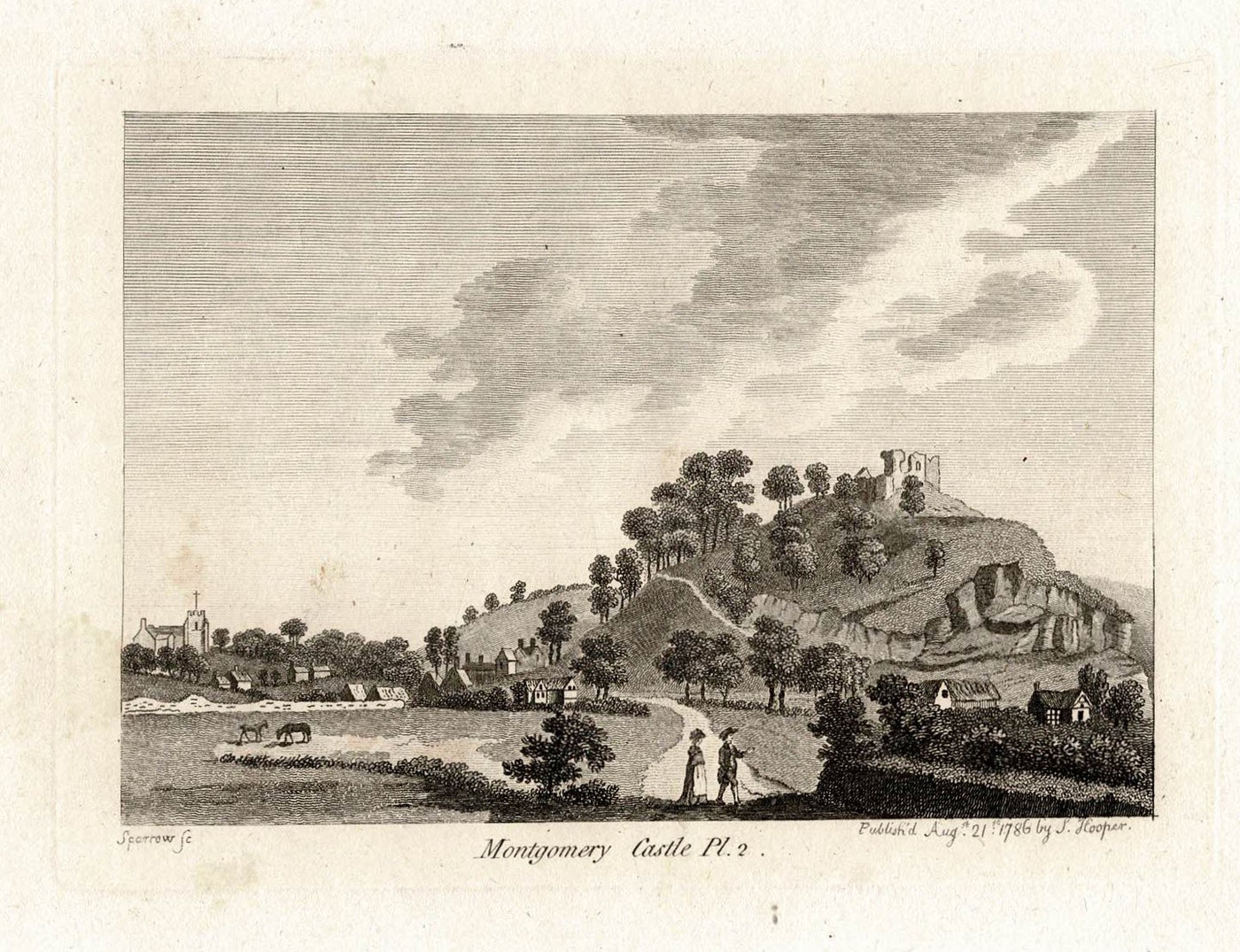 Montgomery Castle Pl. 2 Montgomeryshire Wales antique print 1786