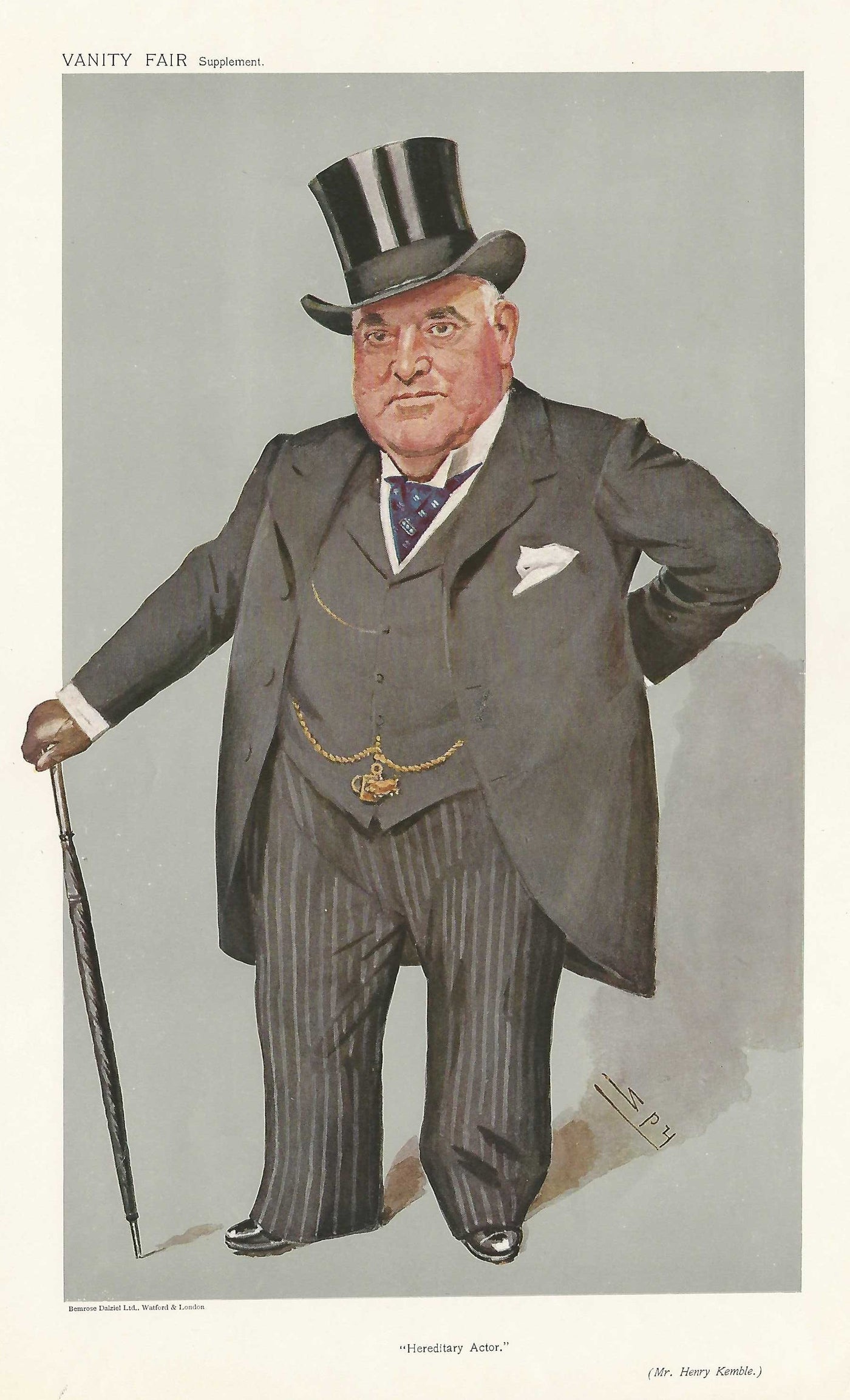 Henry Kemble actor Vanity Fair antique print 1907