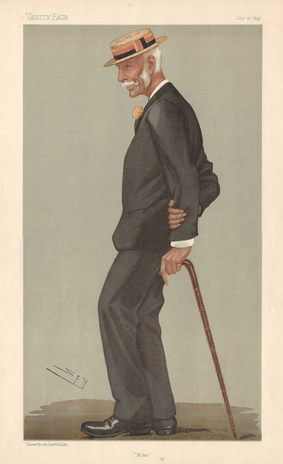 Eton Master Mike Mitchell cricket golf Vanity Fair antique print 1896