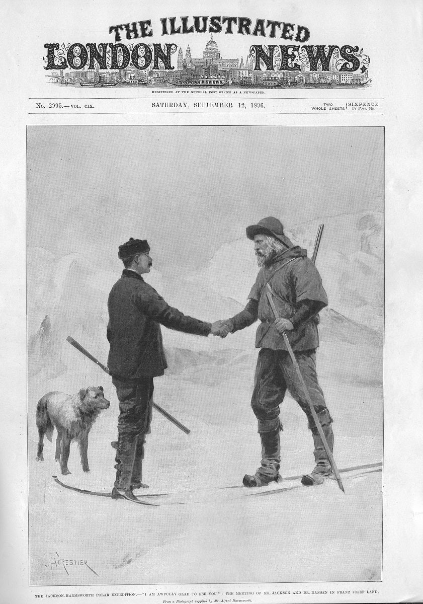 Nansen's Polar Exploration antique print published 1896