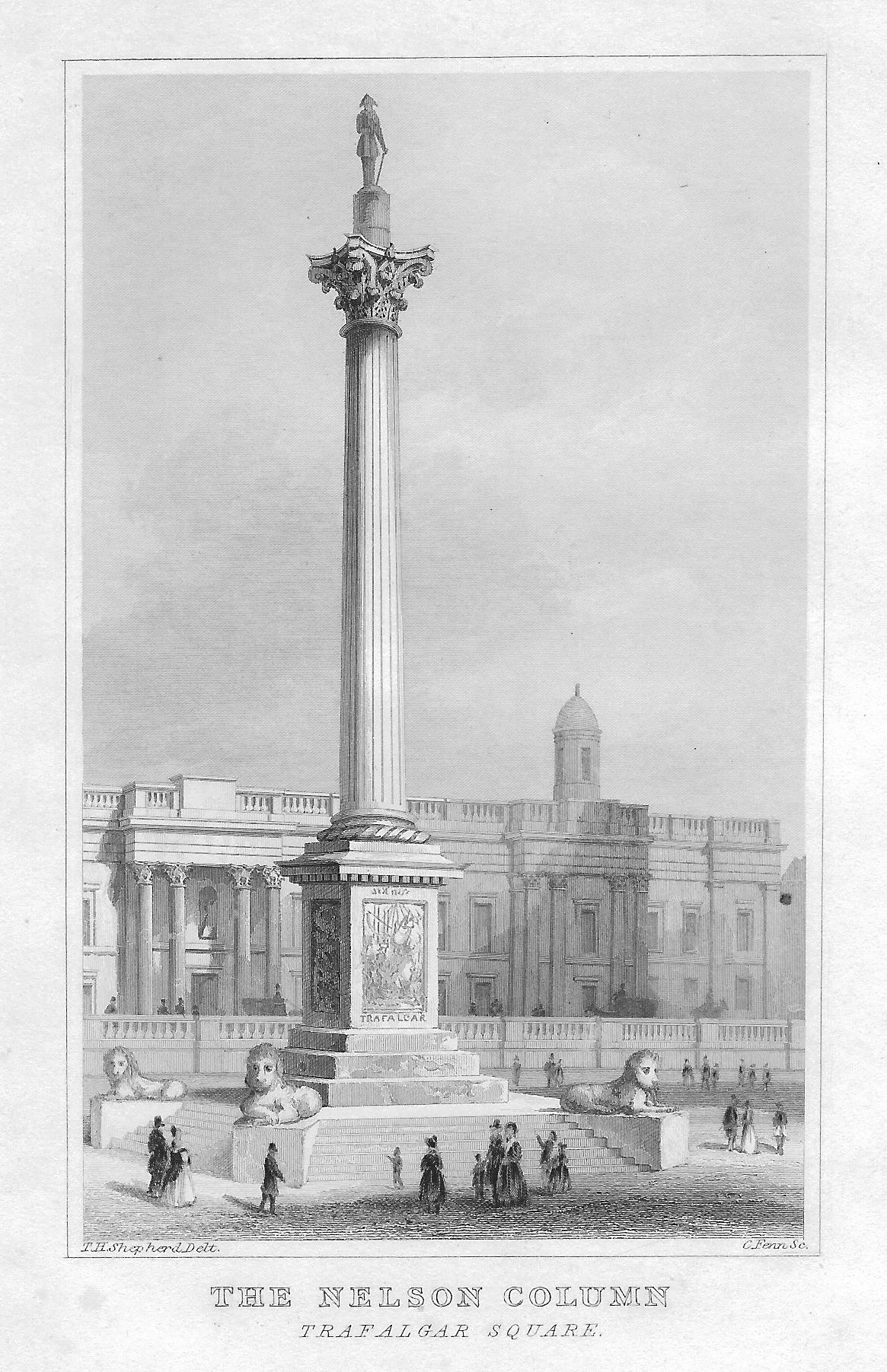Nelson's Column Trafalgar Square antique print