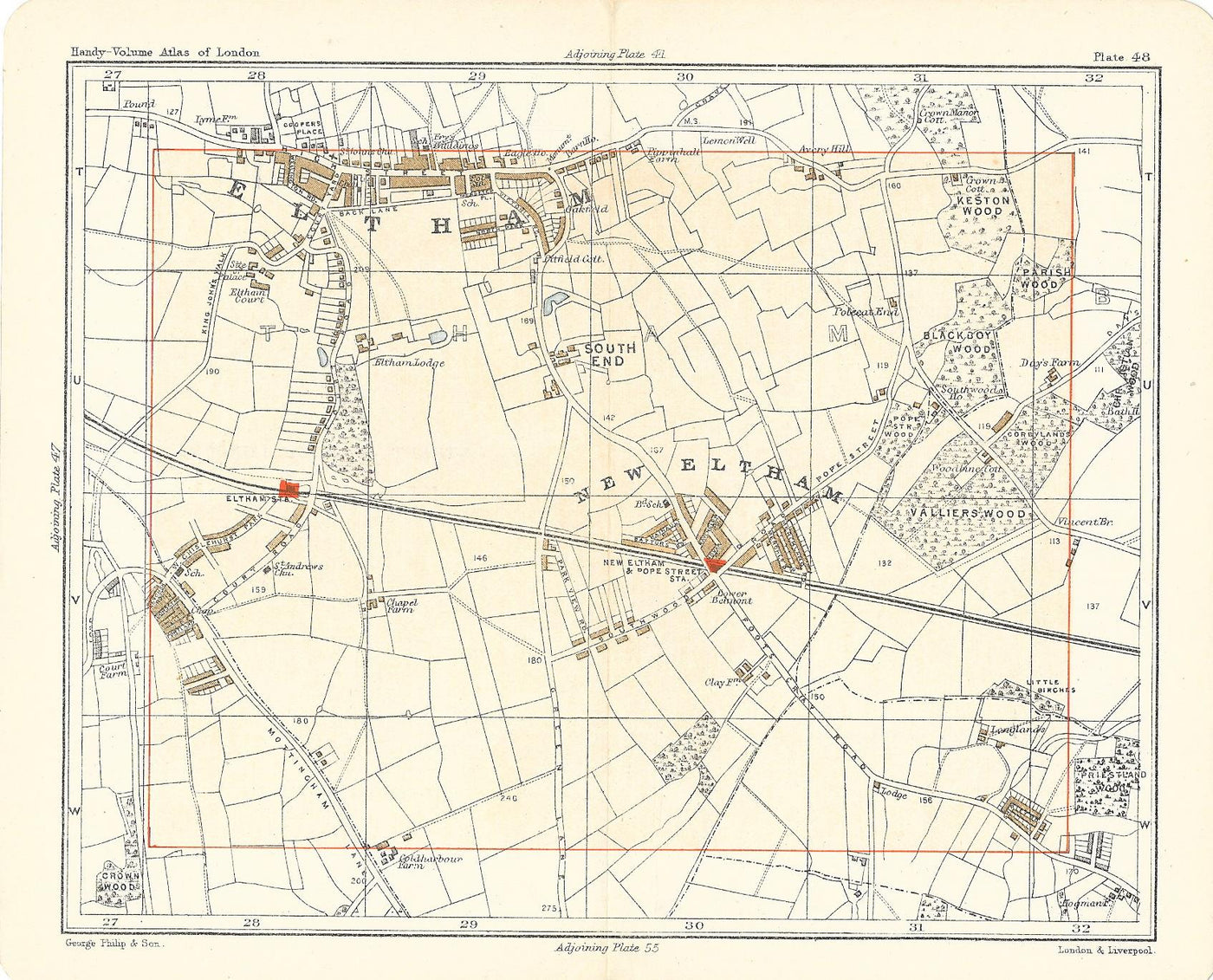 New Eltham antique map