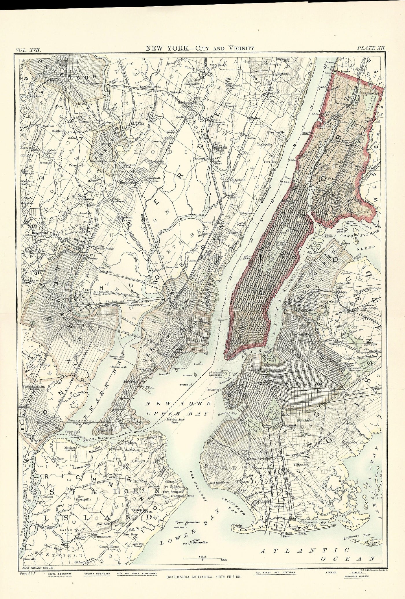 New York City United States of America antique map c.1889