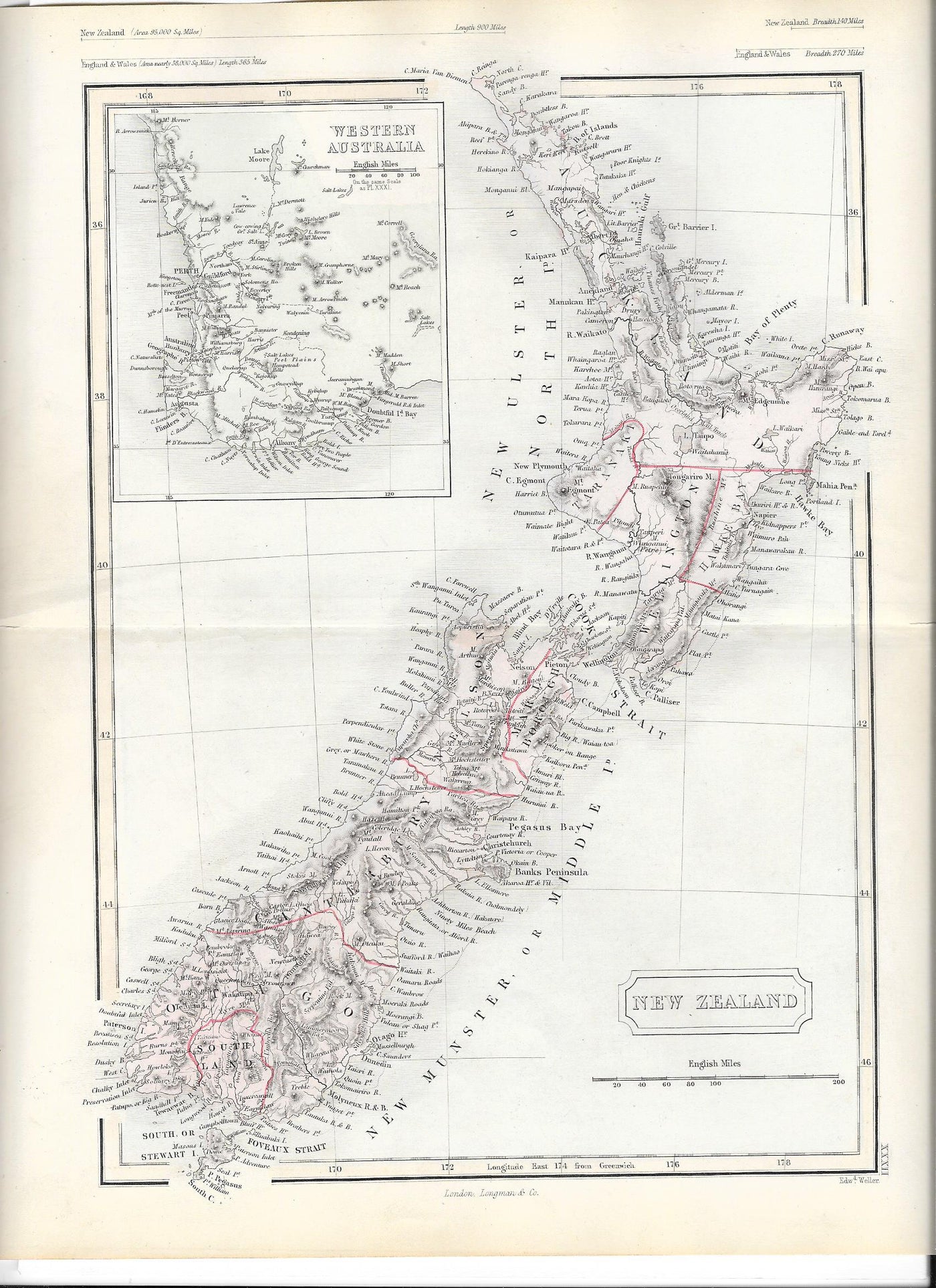 New Zealand antique map 1871