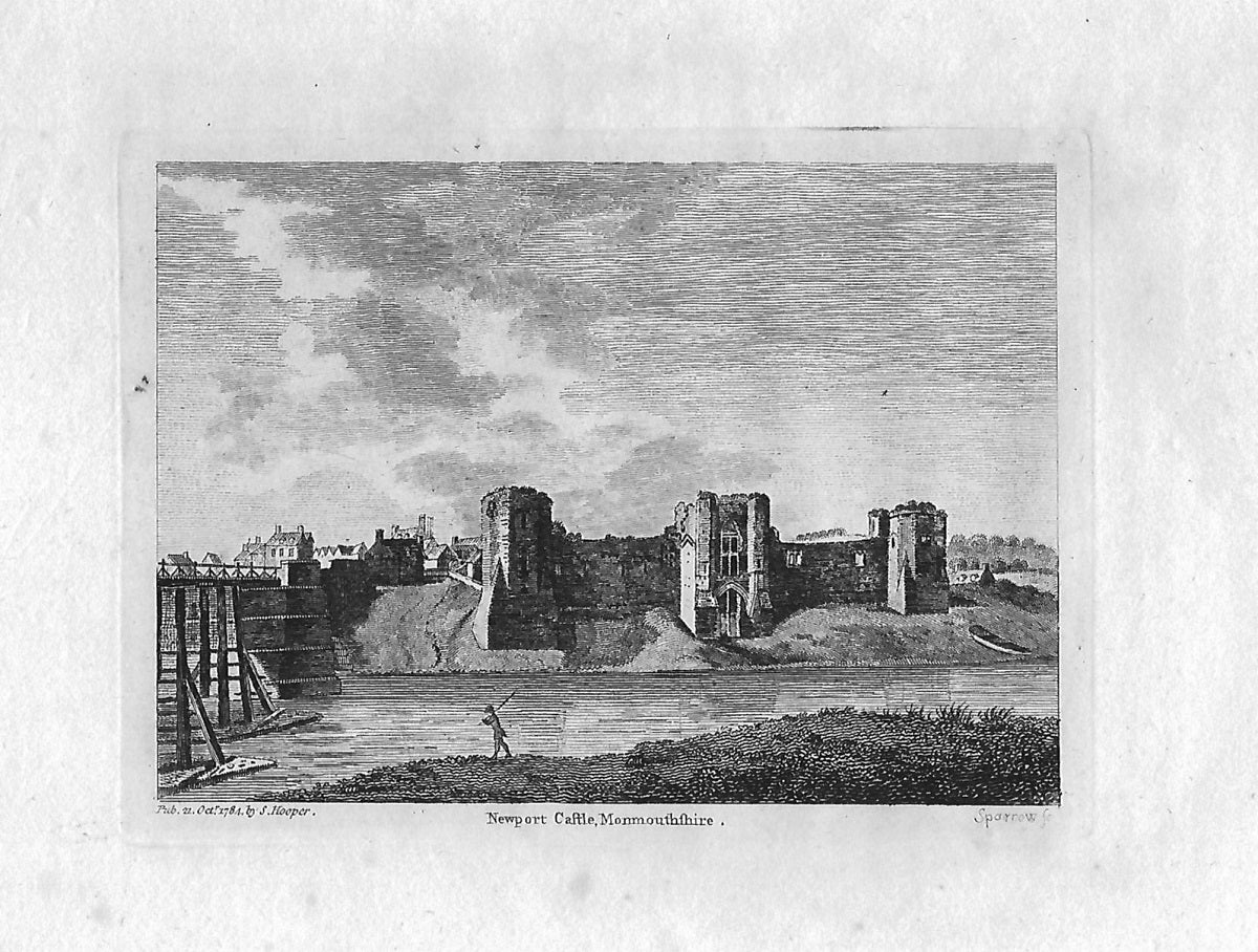 Newport Castle Monmouthshire Wales antique print