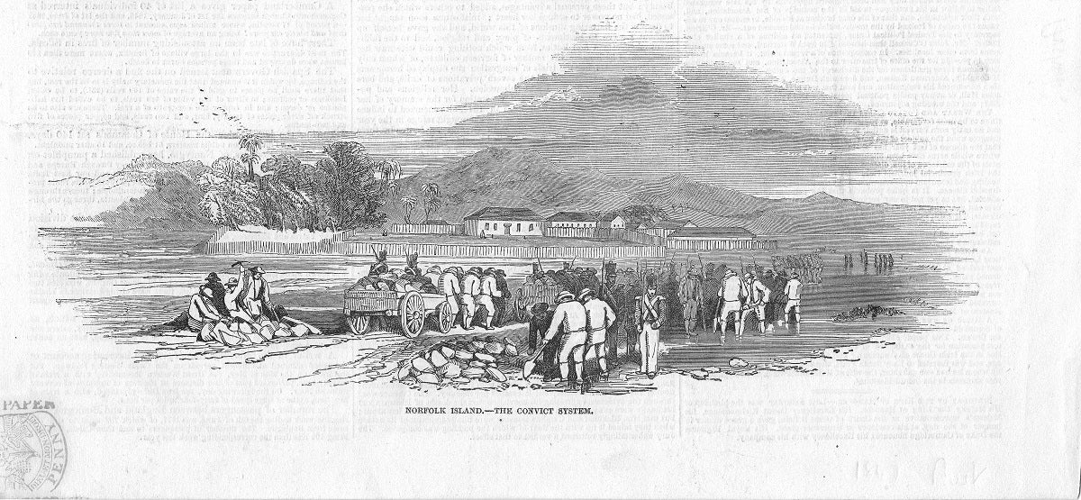 Norfolk Island British penal colony antique print 1847