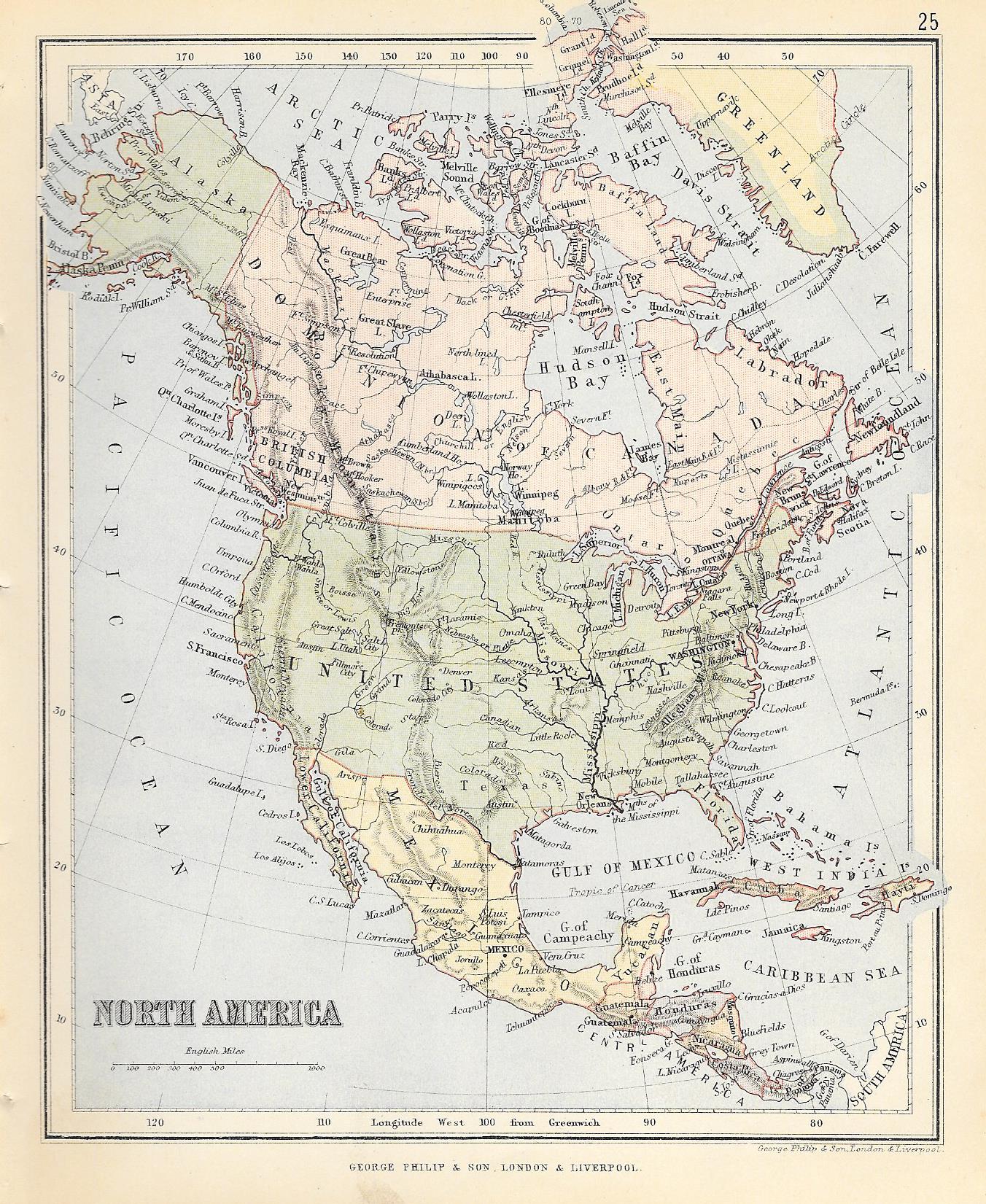 North America antique map