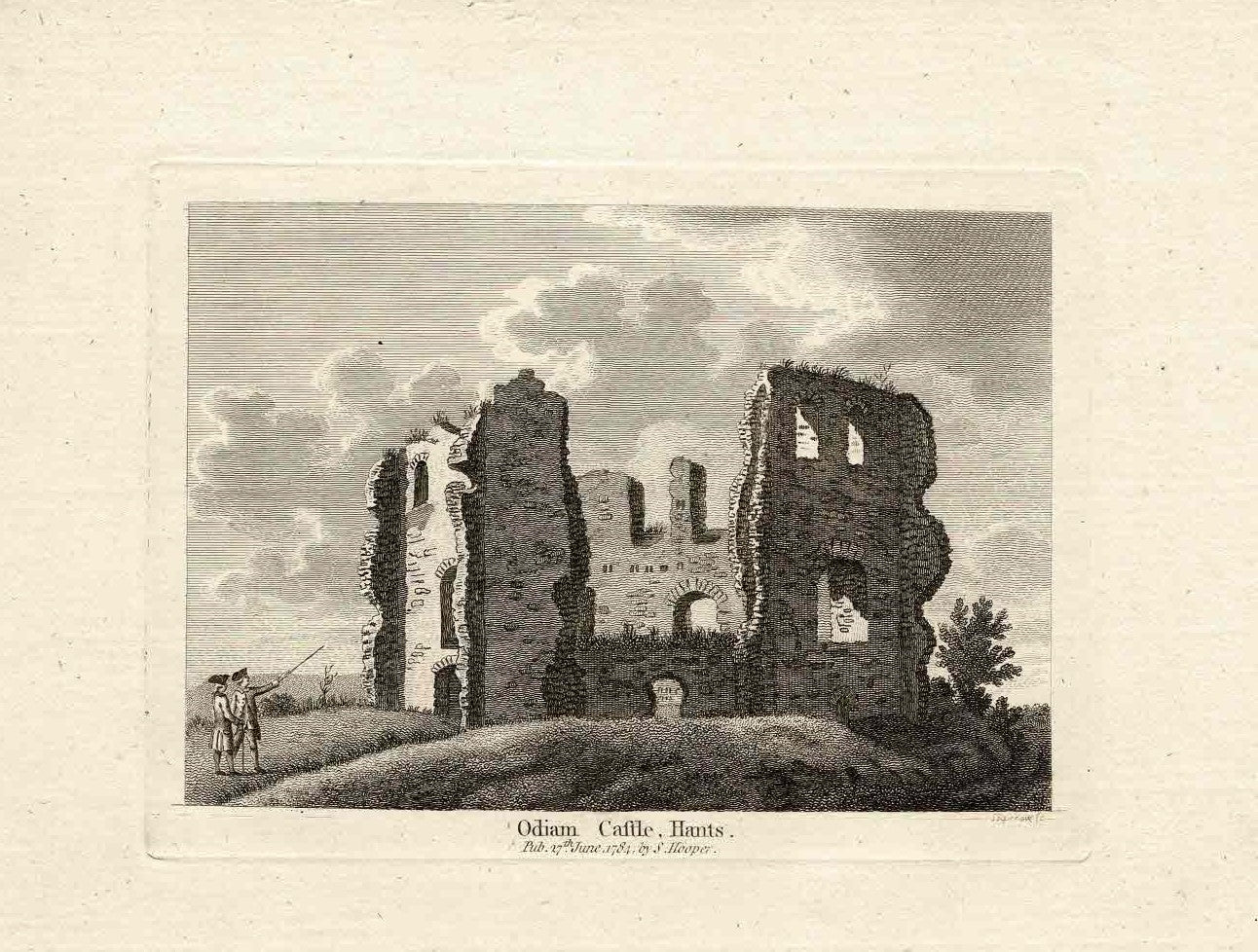Odiham Castle here called Odiam Castle Hampshire antique print 1784