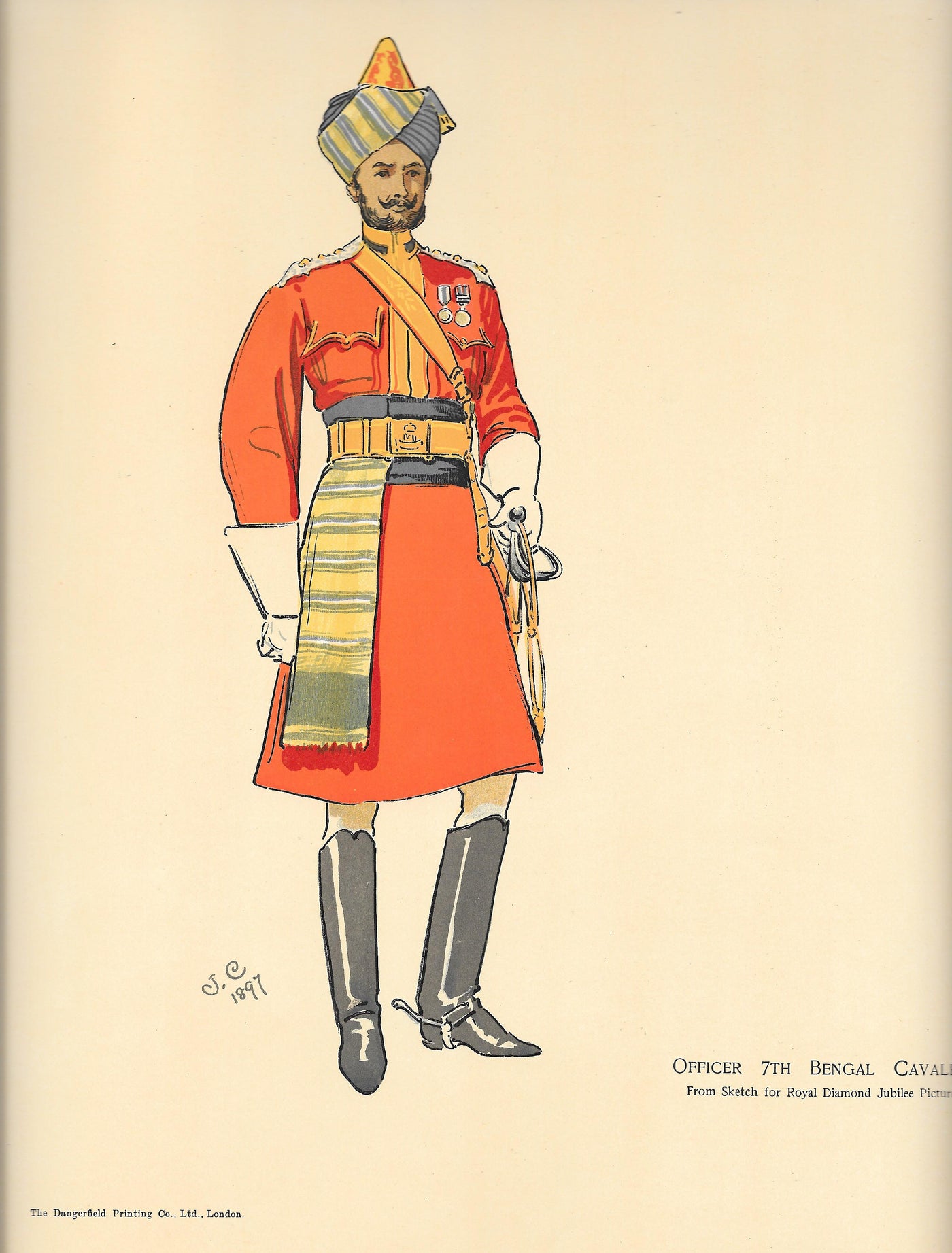 British Indian Army Bengal Cavalry Antique print
