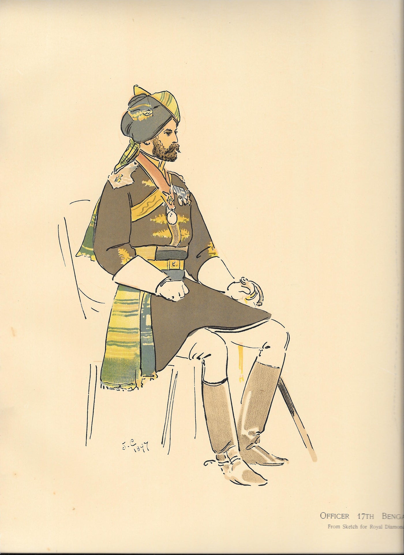 British Indian Army Bengal Cavalry antique print