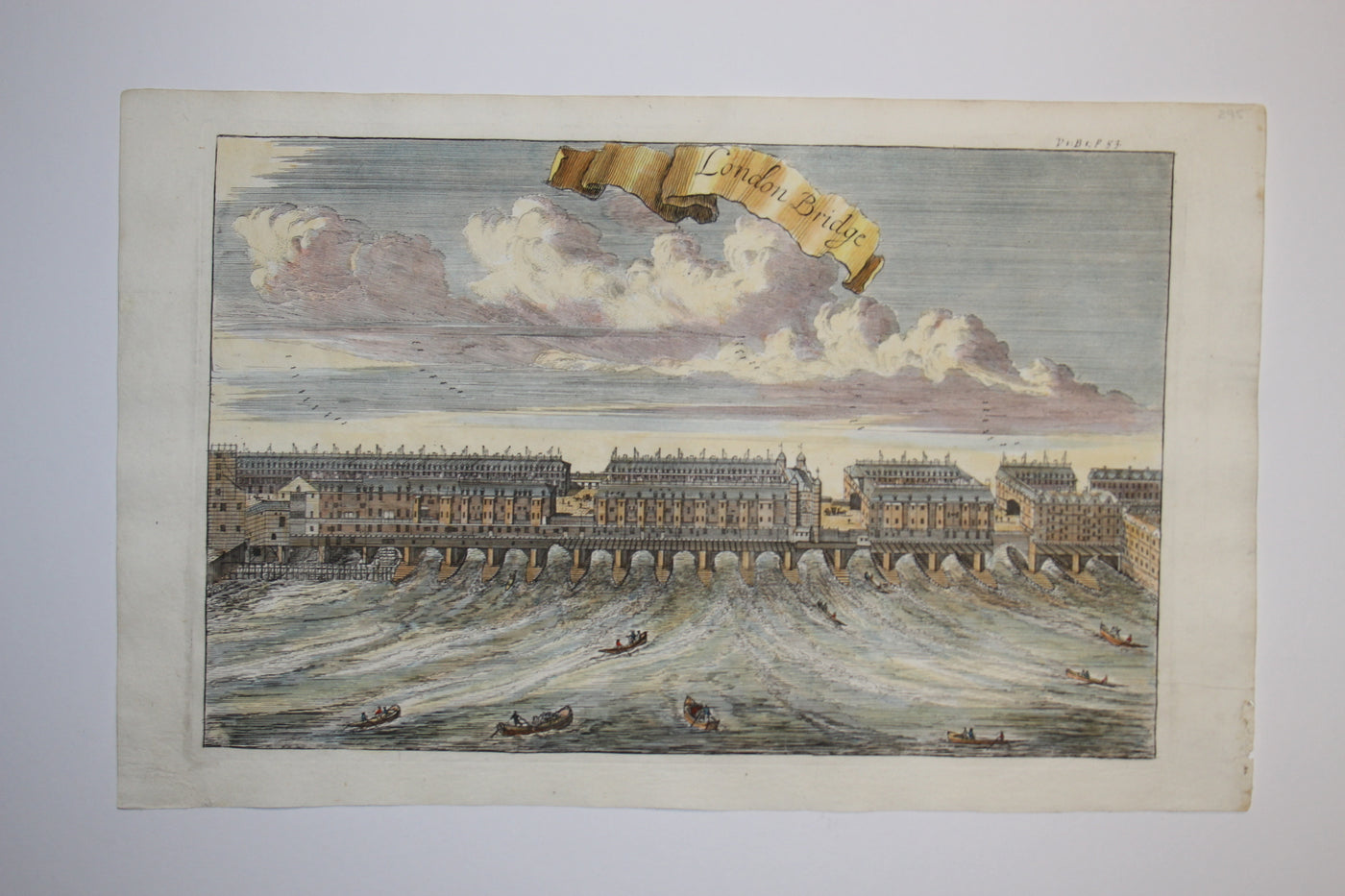 London Bridge antique print published 1720